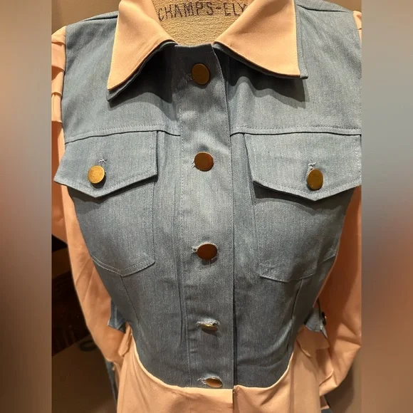 Super Cute Mixed Denim/Poly Blouson Jacket/Tunic - Picture 5 of 10